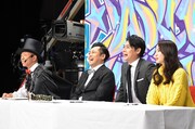 (左から)バイきんぐ小峠、くりぃむしちゅー有田、平成ノブシコブシ吉村、田本詩織。(c)TBS