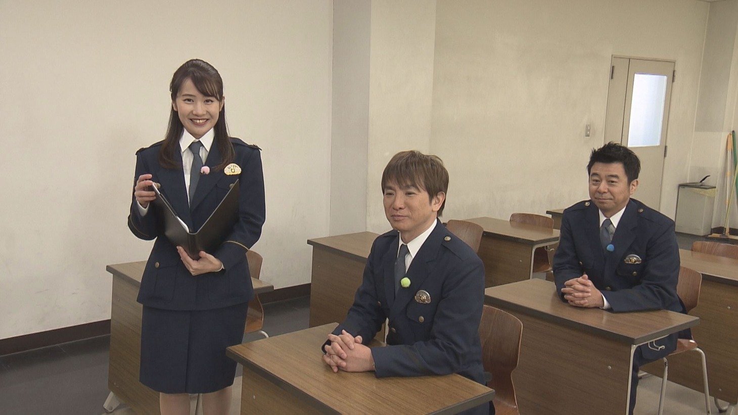 島津咲苗アナ（左）とよゐこ。(c)メ～テレ