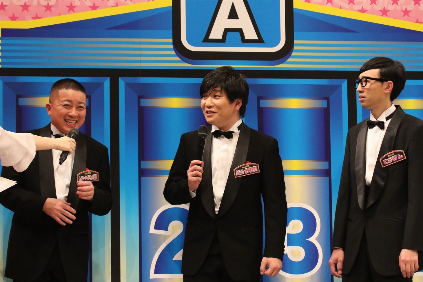 （左から）チョコレートプラネット松尾、クロスバー直撃・前野、こがけん。(c)関西テレビ