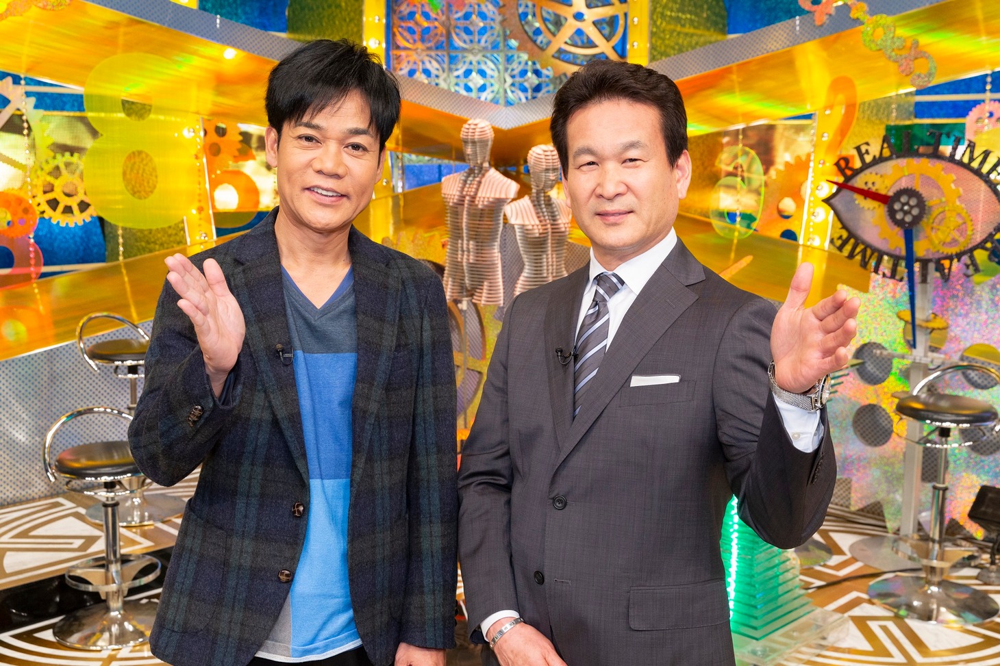 左からネプチューン名倉、辛坊治郎。(c)読売テレビ