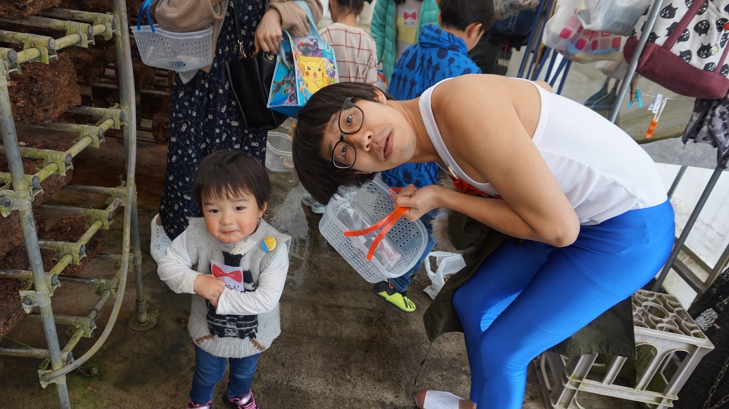 シイタケ狩りのワンシーン。