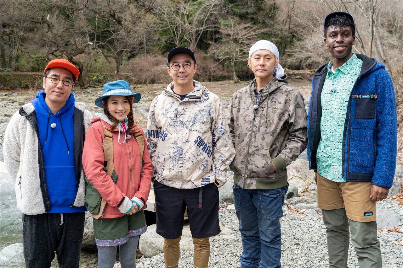 左からおぎやはぎ小木、西野未姫、おぎやはぎ矢作、ヒロシ、超新塾・アイクぬわら。(c)メ～テレ