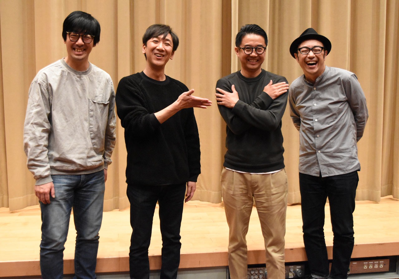 東京03とおぎやはぎ矢作（左から3人目）。