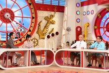 （左から）東野幸治、中島めぐみアナ、オール阪神・巨人。(c)関西テレビ