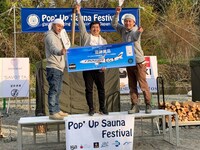 「第一回サウナ温め選手権 日本大会」で優勝したチーム焚火会。