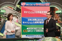 （左から）小澤陽子アナ、アリタ哲平。(c)フジテレビ