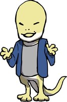 トカゲをモチーフにしたかまいたち濱家のキャラクター。