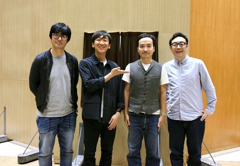 かもめんたる・う大(左から3人目)と東京03。