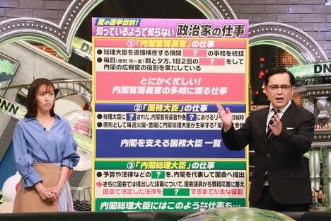 （左から）小澤陽子アナ、アリタ哲平。(c)フジテレビ