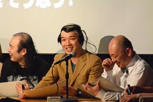 「ハゲ大喜利バトル」に臨む（左から）ふみつけ大将軍小仲、桐野安生、キュンキュンパフェ・稲垣社長。
