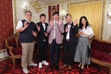 「私、アレにやられました！ 一流たちが思わず嫉妬した瞬間」に出演する（左から）村瀬哲史氏、前園真聖、南海キャンディーズ山里、ハライチ澤部、井森美幸。(c)関西テレビ