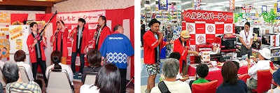 住みます芸人によるシャープ製品紹介の様子。
