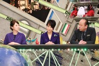 全力解説員の左から二宮真樹、吉川美代子、出口保行。(c)フジテレビ
