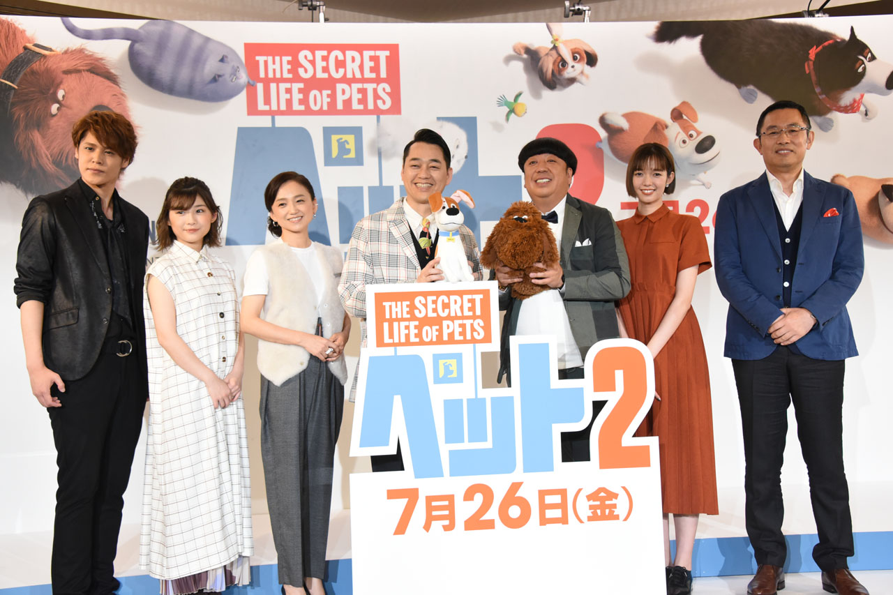 左から宮野真守、伊藤沙莉、永作博美、設楽統、日村勇紀、佐藤栞里、内藤剛志。