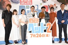 左から宮野真守、伊藤沙莉、永作博美、バナナマン、佐藤栞里、内藤剛志。
