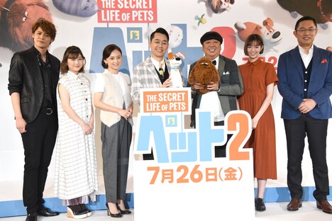 左から宮野真守、伊藤沙莉、永作博美、バナナマン、佐藤栞里、内藤剛志。