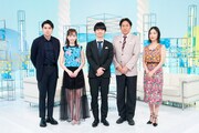 左から平成ノブシコブシ吉村、福原遥、オードリー若林、原晋、MEGUMI。(c)MBS