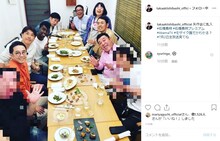石橋貴明がInstagramに投稿した矢作会との写真。