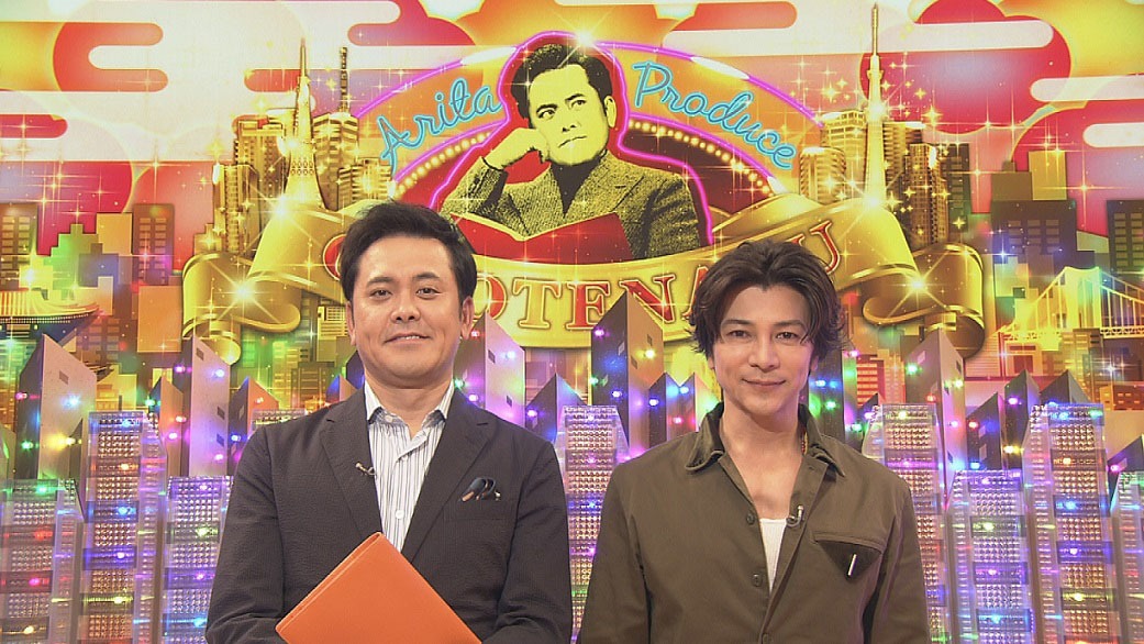有田P（左）とゲストの武田真治（右）。