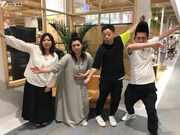 左から海原やすよ ともこ、ダイアン・ユースケ、ミサイルマン岩部。