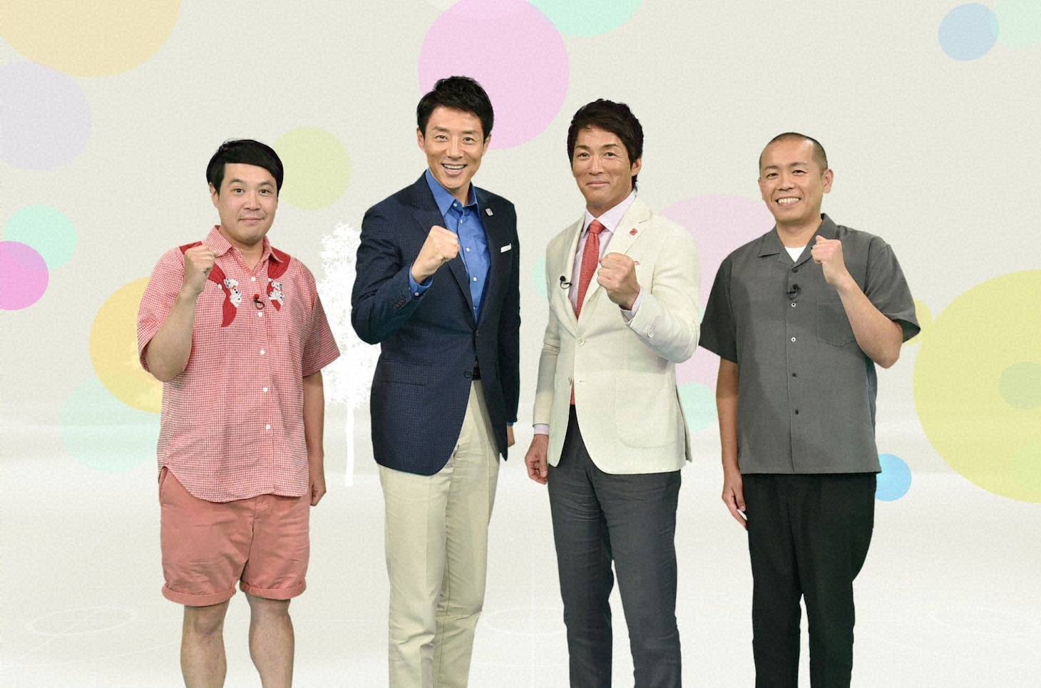 「修造＆一茂のイミシン」に出演する（左から）タカアンドトシ・タカ、松岡修造、長嶋一茂、タカアンドトシ・トシ。(c)テレビ朝日