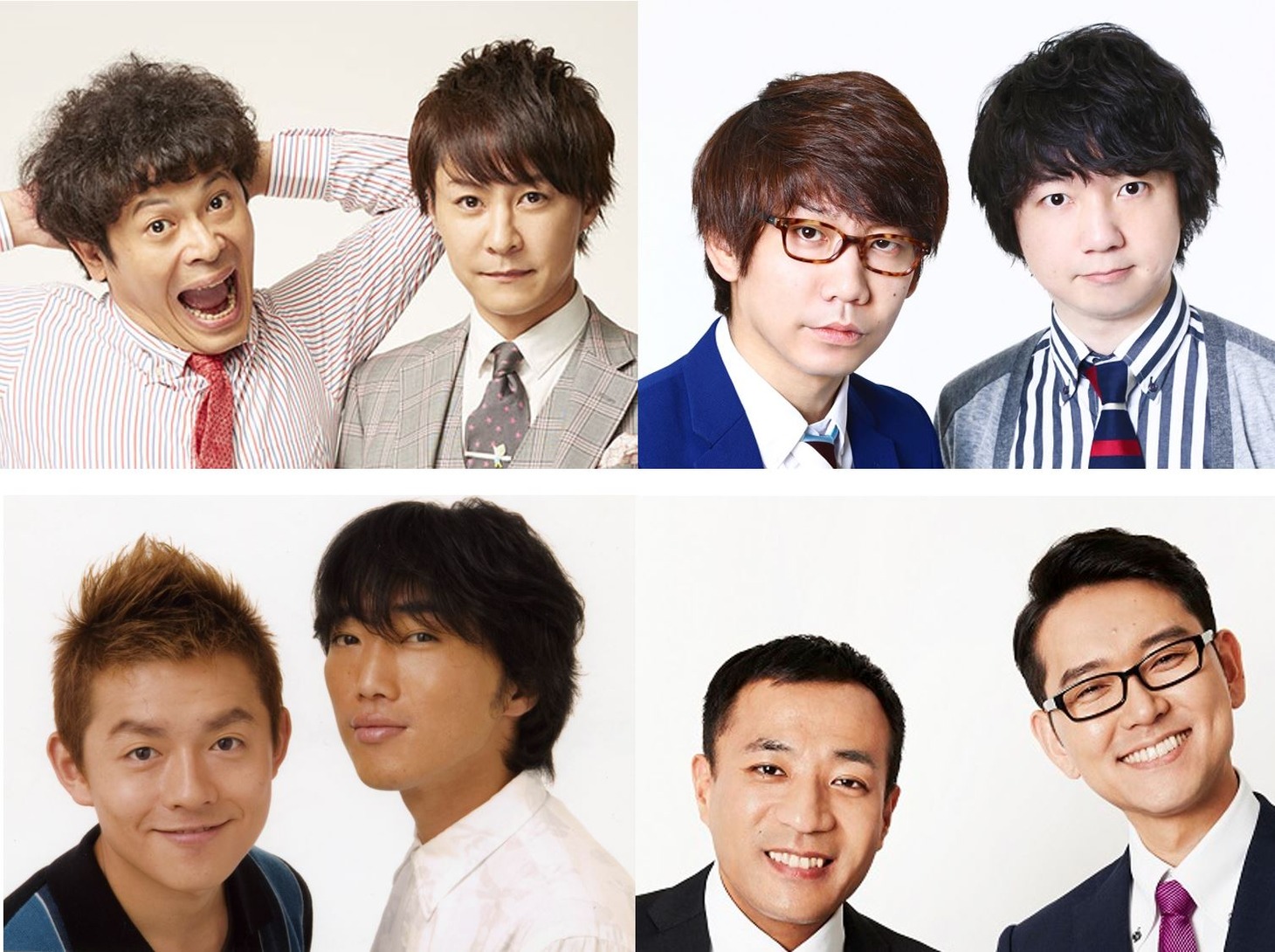 「常滑漫才 EXPO」に出演する（上段左から）流れ星、三四郎、（下段左から）スピードワゴン、ナイツ。