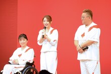 左から田口亜希、石原さとみ、サンドウィッチマン伊達。