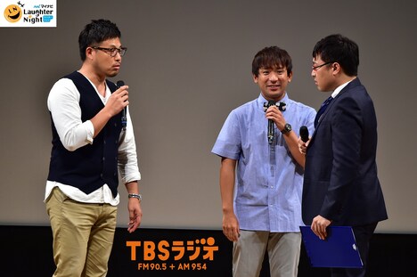 2018年の第4回チャンピオンライブに出演した(左から)アルコ&ピース、南海キャンディーズ山里。