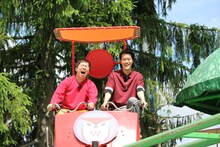 「冒険発掘バラエティ 霜降り明星のあてみなげ」ロケの様子。(c)静岡朝日テレビ