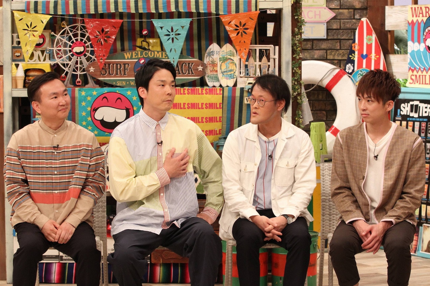 「さんまのお笑い向上委員会」に出演する（左から）かまいたち、アインシュタイン。(c)フジテレビ