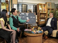 「有田と週刊プロレスと」に出演する（左から）倉持明日香、くりぃむしちゅー有田、ハライチ澤部。(c)flag Co.,Ltd.