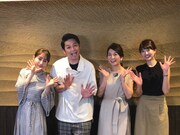 「拝啓、東京の芸能人様！～Wow！岡田圭右と田中みな実に宮崎の魅力を教えてSP～」に出演する（左から）田中みな実、ますだおかだ岡田、武田華奈アナ、永井友梨アナ。(c)テレビ宮崎