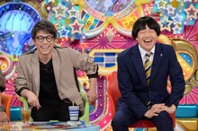 「アメトーーーーーーク 踊りたくないパプリカ キャンプ＆チョコの秋 淳＆蛍原MC合体SP」で共演する（左から）MC側ゲストのロンドンブーツ1号2号・田村淳、番組MCの蛍原徹。