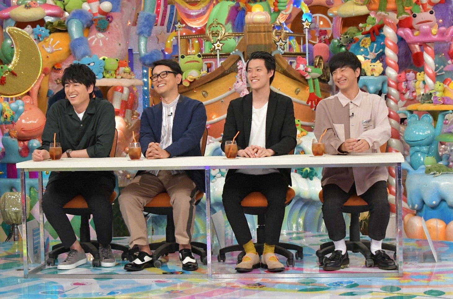 「アメトーーク！」に出演する（左から）博多大吉、ナイツ土屋、霜降り明星・粗品、パンサー向井。(c)テレビ朝日