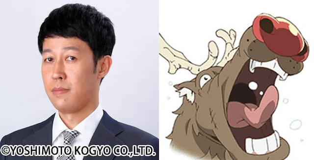 小籔千豊（左）と小籔が声を当てるルドルフ三世。