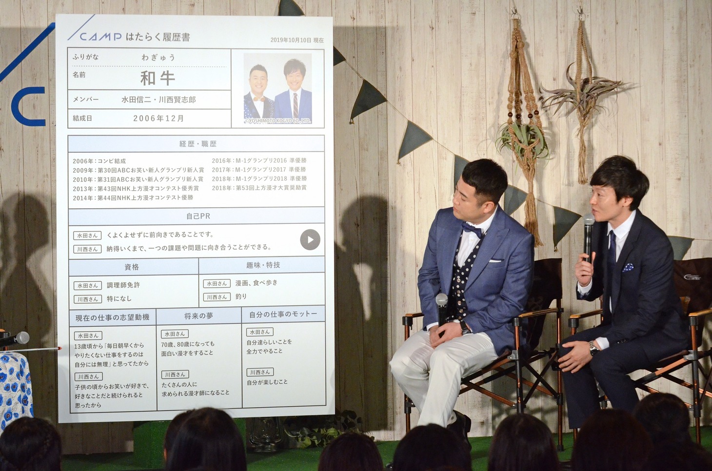 履歴書を見ながらトークを展開する和牛。
