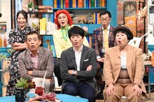 （前列左から）博多華丸・大吉、森三中・大島、（後列左から）緑川静香、アイデンティティ。(c)中京テレビ