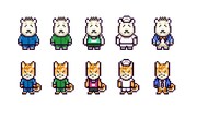 和牛のキャラクターのドット絵。