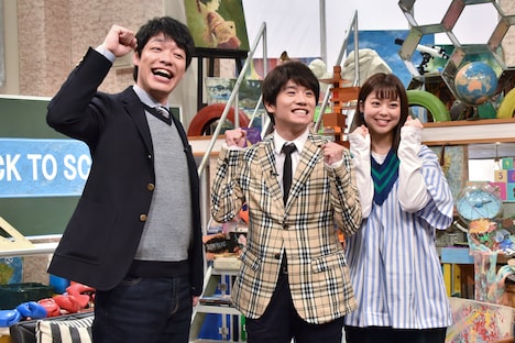 （左から）麒麟・川島、風間俊介、杉原千尋（フジテレビアナウンサー）。