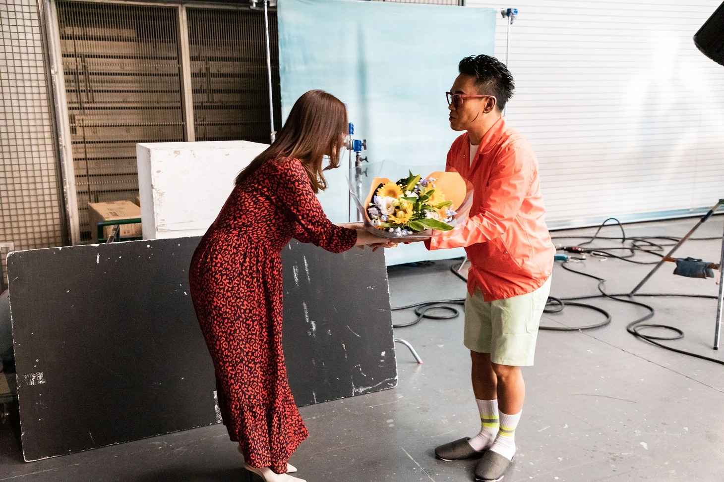 CM撮影中の様子。