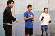 （左から）平成ノブシコブシ吉村、長谷川穂積、眞鍋かをり。(c)フジテレビ