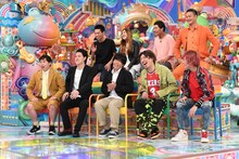 （前列左から）霜降り明星、宮下草薙・草薙、EXIT、（後列左から）かが屋・加賀、納言・薄幸、四千頭身・後藤、ティモンディ高岸。(c)テレビ朝日