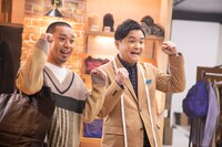 CM撮影中の千鳥。