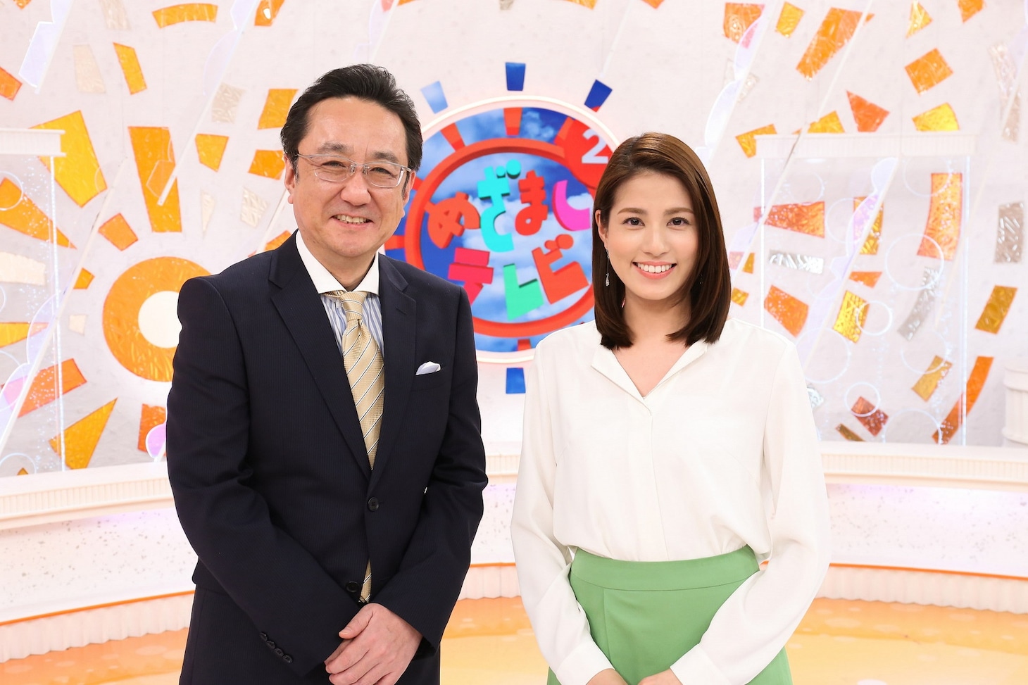 「めざましテレビ」に出演する（左から）三宅正治アナ、永島優美アナ。(c)フジテレビ
