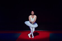 オープニングアクトとして「みにくい白鳥の湖の子」を披露するアインシュタイン稲田。