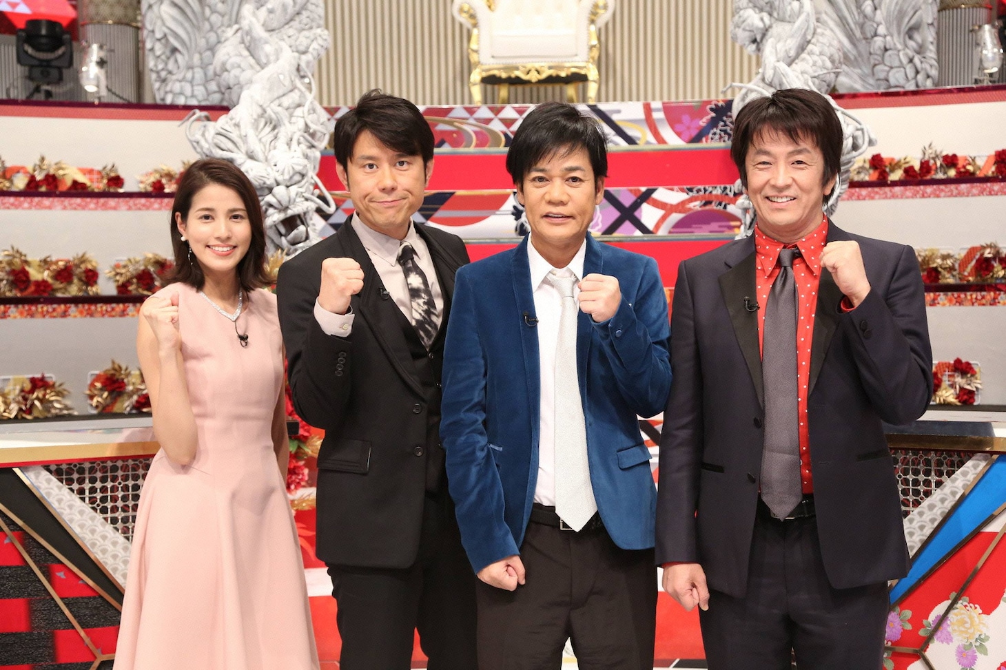 「土曜プレミアム『芸能界特技王決定戦 TEPPEN 第20弾』」MCのネプチューンと永島優美アナ（左）。(c)フジテレビ
