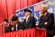 左からお～い！久馬、バッファロー吾郎・竹若、兵動大樹、オール巨人。(c)読売テレビ