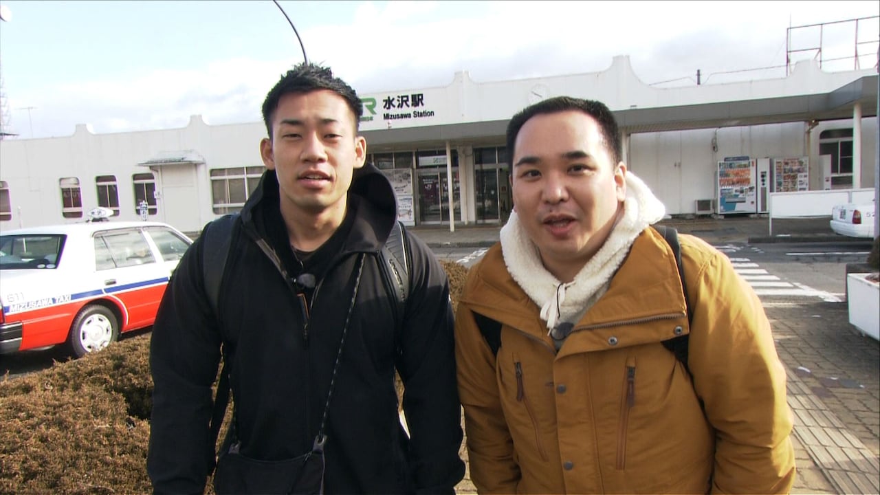 「相席食堂」で岩手・奥州市を訪れるミルクボーイ。(c)ABCテレビ