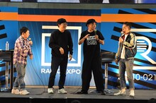 （左から）爆笑問題・田中、南海キャンディーズ山里、木梨憲武、爆笑問題・太田。(c)TBSラジオ