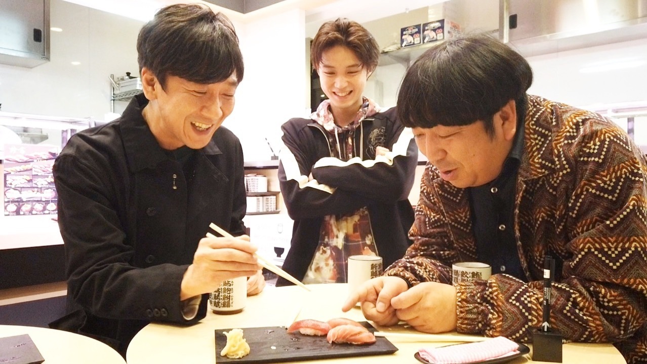 （左から）東京03飯塚、磯村勇斗、バナナマン日村。(c)テレビ朝日